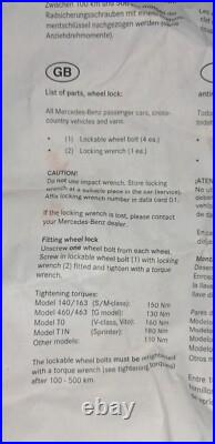 MERCEDES S class, g model, v class vito/sprinte KEY B66408231 locking wheel nut