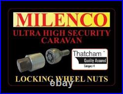 Milenco Wheel Nuts Motorhome Locking 16 Set of 4 Complete with 1 Key Security