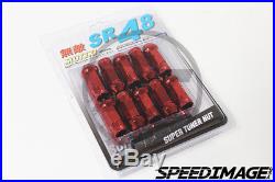 Muteki Sr48 Red Chrome 48mm 12x1.5 Open Ended 20 Pcs Lug Nuts Set Acorn