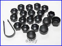 NEW GENUINE AUDI A2 A3 A4 A5 A6 A7 Q5 17mm WHEEL NUT COVERS LOCKING CAPS black