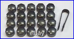 NEW GENUINE AUDI A3 A4 A5 A6 17mm WHEEL NUT BOLT COVERS LOCKING CAPS ROUND +TOOL