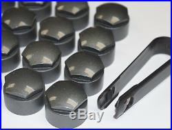 NEW GENUINE AUDI A3 A4 A5 A6 17mm WHEEL NUT BOLT COVERS LOCKING CAPS ROUND +TOOL