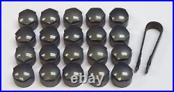 NEW GENUINE SKODA ROOMSTER 17mm WHEEL NUT BOLT COVERS LOCKING CAPS ROUND + TOOL