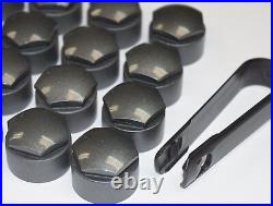 NEW GENUINE SKODA ROOMSTER 17mm WHEEL NUT BOLT COVERS LOCKING CAPS ROUND + TOOL