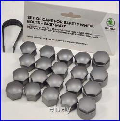 NEW GENUINE SKODA ROOMSTER 17mm WHEEL NUT BOLT COVERS LOCKING CAPS WITH TOOL