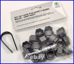 NEW GENUINE SKODA ROOMSTER 17mm WHEEL NUT BOLT COVERS LOCKING CAPS WITH TOOL