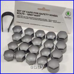 NEW GENUINE SKODA SUPERB 17mm WHEEL NUT BOLT COVERS LOCKING CAPS WITH TOOL