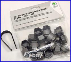 NEW GENUINE SKODA SUPERB 17mm WHEEL NUT BOLT COVERS LOCKING CAPS WITH TOOL