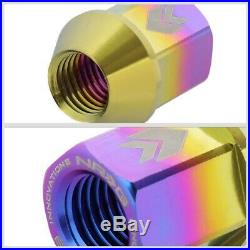 NRG Neo Chrome Open End Spline M12x1.5 Titanium Wheel/Rim Lock Lug Nuts+Key