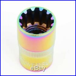 NRG Neo Chrome Open End Spline M12x1.5 Titanium Wheel/Rim Lock Lug Nuts+Key