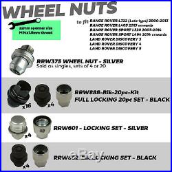 OE Black Chrome stealth locking wheel nut full 20pc set for Discovery 3 4 alloys