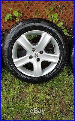 Peugeot 16 Alloy Wheels With 2x New Tyres. Locking Nuts And Key. 16 Nuts