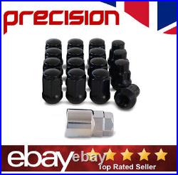 Precision 12 Black Wheel Nuts & 4 Locking Nuts For Kia Picanto