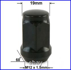 Precision 12 Black Wheel Nuts & 4 Locking Nuts For Kia Picanto