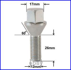 Precision 12 x Wheel Bolts & 4 x Locking Nuts For Fiat Abarth