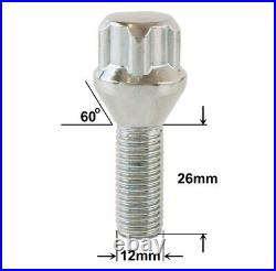 Precision 12 x Wheel Bolts & 4 x Locking Nuts For Fiat Abarth