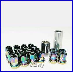 Project Kics R26 Neo Chrome 16 Lugs + 4 Locks Set 12x1.5 Open Ended Honda Acura