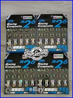 Project Kics R26 Neo Chrome 16 Lugs + 4 Locks Set 12x1.5 Open Ended Honda Acura