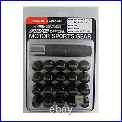 RAYS 74082000000BK 5 Holes 17HEX Lock & Nuts Set M12 x 1.5 Black F/S withTracking#