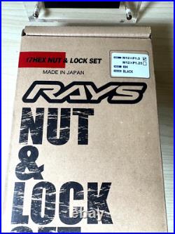 RAYS Genuine Lug Nuts & Lock Set 17HEX L31 M12 x 1.5 Black 24PC