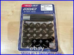 Rays Steel Wheel Lug Nuts& Locks 17Hex M12x1.25 Thread 5 Holes Black 20PC Set