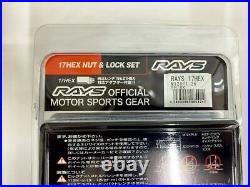 Rays Steel Wheel Lug Nuts& Locks 17Hex M12x1.25 Thread 5 Holes Black 20PC Set
