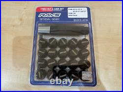 Rays Steel Wheel Lug Nuts& Locks 17Hex M12x1.25 Thread 5 Holes Black 20PC Set