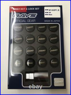 Rays Volk Racing 19 Hex Wheels Lock Lug Nuts 14x1.5 M14 1.5 L33 Black 20pc