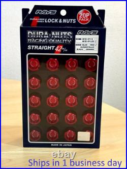 Rays Volk Racing Straight L42 Dura Wheels Lock Lug Nuts 12x1.25 Red