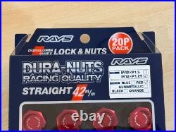 Rays Volk Racing Straight L42 Dura Wheels Lock Lug Nuts 12x1.25 Red