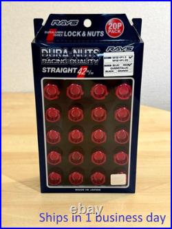 Rays Volk Racing Straight L42 Dura Wheels Lock Lug Nuts 12x1.5 Red