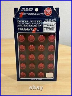 Rays Volk Racing Straight L42 Dura Wheels Lock Lug Nuts 12x1.5 Red