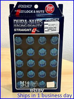 Rays Volk Racing Straight L42 Dura Wheels Lock Lug Nuts 14x1.5 M14 Blue