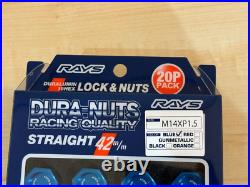 Rays Volk Racing Straight L42 Dura Wheels Lock Lug Nuts 14x1.5 M14 Blue
