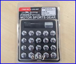 Rays Wheel Lug Nut Set Inc Locking 12 x 1.25- Silver Steel Fits Subaru Nissan