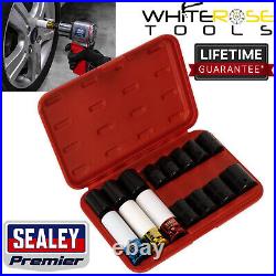 Sealey Impact Socket Locking Wheel Nut Remover Set Premier 15pc 1/2Sq Drive