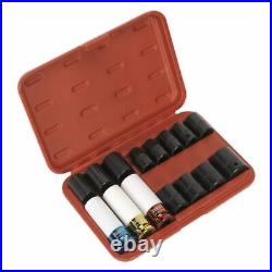 Sealey Impact Socket Locking Wheel Nut Remover Set Premier 15pc 1/2Sq Drive