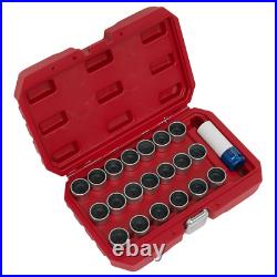 Sealey Locking Wheel Nut Key Set 1/2 Square Drive Socket 21 Pcs Fits BMW SX217