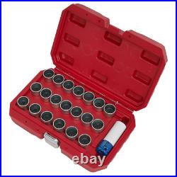 Sealey Locking Wheel Nut Key Set 1/2 Square Drive Socket 21 Pcs Fits BMW SX217