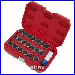 Sealey Locking Wheel Nut Key Set 1/2 Square Drive Socket 21 Pcs Fits BMW SX217
