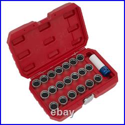 Sealey Locking Wheel Nut Key Set 1/2 Square Drive Socket 21pc Fits Audi SX218