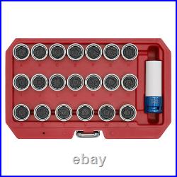 Sealey Locking Wheel Nut Key Set 1/2 Square Drive Socket 21pc Fits Audi SX218