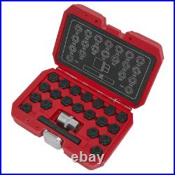 Sealey Locking Wheel Nut Key Set 1/2 Square Drive Socket 22pc Fits VAG SX220