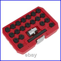 Sealey Locking Wheel Nut Key Set 1/2 Square Drive Socket 22pc Fits VAG SX220