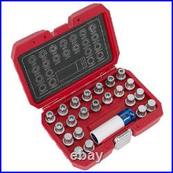 Sealey Locking Wheel Nut Key Set 1/2 Square Drive Socket 23 Pcs For VAG SX210