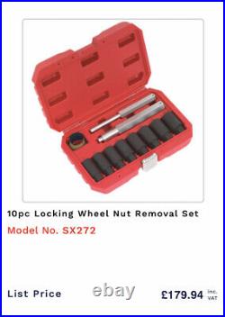 Sealey SX272. V2 10pc Locking Wheel Nut Removal Set