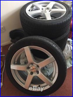 Set Of 4 5x100 17 inch Alloy Wheels With Fallen Tyres & Locking Alloy Wheel Nuts