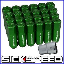 Sickspeed 20 Pc Green Capped Extended Tuner 60mm Locking Lug Nuts 14x1.5 L19