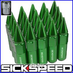 Sickspeed 20 Pc Green Spiked Aluminum Extended 60mm Locking Lug Nuts 14x1.5 L19