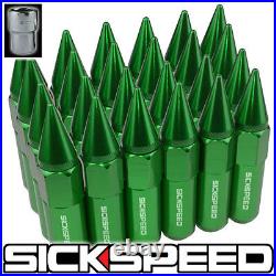 Sickspeed 24 Green Spiked Aluminum 60mm Locking Lug Nuts For Wheels 14x1.5 L19